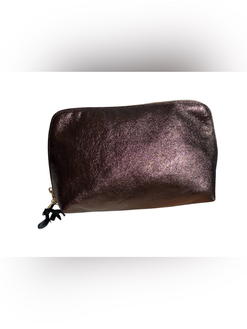 MARLON ITALY 🇮🇹 Genuine Leather Cosmetic Bag - Metallic Burgundy